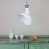 Directional vintage white enamel factory ceiling light by Benjamin from 1950s