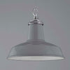 A vintage grey enamel factory pendant light 355mm diameter. Restored for modern use. Manufactured by Cryselco in the 1950s