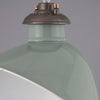 mint green vintage industrial enamel factory ceiling light with directional shade manufactured by REVO in 1950s