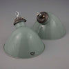 mint green vintage industrial enamel factory ceiling light with directional shade manufactured by REVO in 1950s
