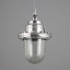a vintage industrial pendant ceiling light which comprises an aluminium body and glass dome which protects the lamp holder. Reclaimed from a bulgarian factory dating 1960-1970