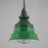 A vintage industrial 1950's green enamel ceiling light reclaimed from a former mine. Restored for modern use.