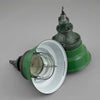 A vintage industrial 1950's green enamel ceiling light reclaimed from a former mine. Restored for modern use.