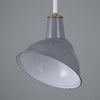 Grey enamel industrial parabolic lamp with brass fitting by Benjamin Electric.