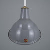 A grey enamel parabolic lamp shade by Benjamin from 1950's