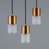 Three small vintage moulded glass and copper pendant lights reclaimed in czechoslovakia. A great example of a retro 1960s lighting