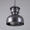 A large graphite grey steel industrial pendant light 43cm diameter