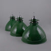 3 vintage industrial enamel green pendant lights by Thorlux
