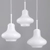 3 vintage decorative white opaline ceiling lights with curved profile