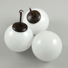 Three 250mm vintage milk glass globe pendant lights with black bakelite hanging gallery.