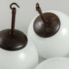 a 250mm vintage milk glass globe pendant light with black bakelite hanging gallery.