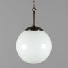 a 250mm vintage milk glass globe pendant light with black bakelite hanging gallery.