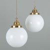 Hungarian 1960's Large Opaline Globe Pendant Light