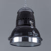 A large black industrial pendant light from 1950's eastern bloc, reclaimed and restored