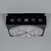 A square retro glass and black metal flush light for ceiling