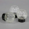 Three small vintage crystal cut glass globe wall lights with black bakelite gallery