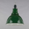 Large green vitreous enamel industrial ceiling lamps made in 1950's.