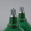 Large green vitreous enamel industrial ceiling lamps made in 1950's.