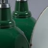 Large green vitreous enamel industrial ceiling lamps made in 1950's.