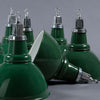 Large green vitreous enamel industrial ceiling lamps made in 1950's.