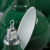 Large green vitreous enamel industrial ceiling lamps made in 1950's.