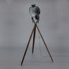 Hungarian Military Searchlight Floor Lamp on Wooden Tripod