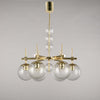 1970's Bohemian Glass + Brass Chandelier