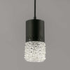A small vintage glass ceiling light with blak powder coated gallery and moulded patterned glass 90mm diameter.