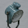 close up of vintage blue enamel searchlight