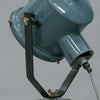 close up of a vintage blue enamel searchlight