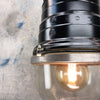 Shop for black industrial ceiling light by EOW. An original Atex light with industrial markings, reclaimed and restored for modern interiors. Compatible with LED light bulbs.