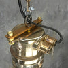 Vintage Industrial Brass explosion proof cage light. Industrial style ceiling pendant with cast brass cage by Wiska