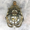 An original Wiska industrial brass wall light with a protective cage and junction box. A professionally restored and rewired fixture rated IP56 so ok to use outdoors.