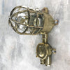 An original Wiska industrial brass wall light with a protective cage and junction box. A professionally restored and rewired fixture rated IP56 so ok to use outdoors.