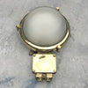 a reclaimed vintage industrial large brass and frosted glass wall light restored by Loomlight