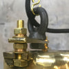 Brass explosion proof cage light for ceiling. A vintage industrial style original ceiling light restored ready to use