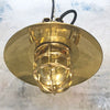 Brass explosion proof cage light for ceiling. A vintage industrial style original ceiling light restored ready to use