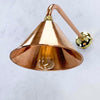 This copper wall lamp is in our Industrial style wall lighting collection. It has a curved copper wall arm connected to the conical copper lamp shade. Making this wall lamp a down light for creating ambiance with ceiling lights or lighting for illuminating pictures on the wall.