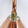 This copper wall lamp is in our Industrial style wall lighting collection. It has a curved copper wall arm connected to the conical copper lamp shade. Making this wall lamp a down light for creating ambiance with ceiling lights or lighting for illuminating pictures on the wall.