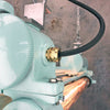 An Edison LED industrial strip light in duck egg green reclaimed from the engine rooms of cargo ships. Originally they were fluorescent fixtures made in the 1970's by South Korean manufacturer, Daeyang. Extensively refurbished with dimmable LED Edison tubes and a modern paint finish ready for contemporary interiors.