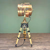 Daylight signal light by Shonan Kosakusho, reclaimed from military war ships. Paired with a military gyroscope to create a bespoke large tripod floor lamp