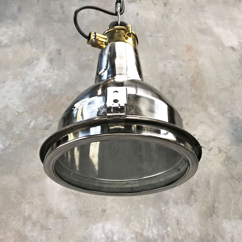 shop our stainless steel pendant light. Vintage industrial lighting restored ready for modern interiors and compatible with LED Light bulbs. Ideal industrial style kitchen lighting