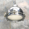 Shop for aluminium industrial dome ceiling light, a vintage pendant light reclaimed and restored compatible with LED filament light bulbs. Ready for modern interiors.
