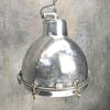 Shop for aluminium industrial dome ceiling light, a vintage pendant light reclaimed and restored compatible with LED filament light bulbs. Ready for modern interiors.