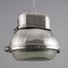A Retro street lamp with prismatic glass. This vintage light comprises an aluminium housing and prisamtic glass lens on a grey background.