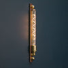 The new copper and brass linear wall light features an LED Edison tube. A modern industrial wall fixture with worldwide shipping available