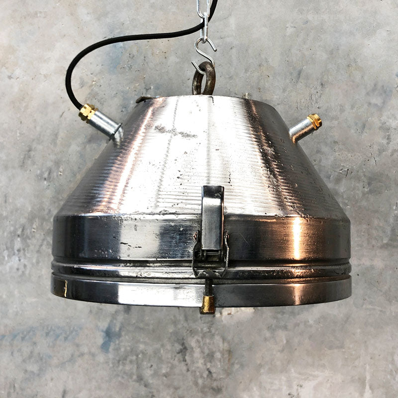 Vintage industrial Aluminium Ceiling Pendant Light. Restored and ready to use.