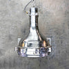 Large industrial ceiling lighting reclaimed from engine rooms. Professionally restored aluminium ceiling light suitable for modern interiors.