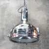 Large industrial ceiling lighting reclaimed from engine rooms. Professionally restored aluminium ceiling light suitable for modern interiors.