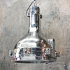 Large industrial ceiling lighting reclaimed from engine rooms. Professionally restored aluminium ceiling light suitable for modern interiors.